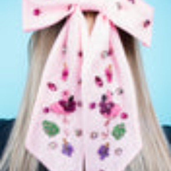 Viola Flamingo Flair Pink Hair Bow Barrette - Picture 3 of 4